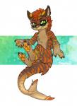 anthro brown_body brown_fur eyewear fur green_eyes looking_at_viewer orange_pawpads pawpads solo striped_body striped_fur stripes sunglasses tan_body tan_fur shalinka felid fish hybrid mammal marine shark 2018 digital_media_(artwork)