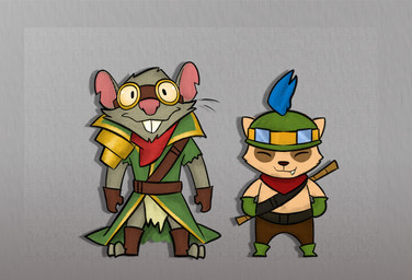 anthro belt boots buckteeth clothing duo eyes_closed eyewear fangs feet footwear fur goggles green_body green_fur grey_background handwear hat headgear headwear kerchief looking_at_viewer male notched_ear shoes simple_background sleeveless_clothing smile smiling_at_viewer tan_body tan_fur teeth toes weapon yellow_sclera benteem1 league_of_legends riot_games tencent teemo_(lol) twitch_(lol) mammal murid murine rat rodent yordle 2024