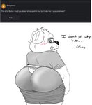 anthro big_butt blush bottomwear butt clothing confusion floppy_ears fluffy fluffy_hair hair half-closed_eyes innocence looking_at_viewer male narrowed_eyes overweight overweight_anthro overweight_male presenting presenting_hindquarters pulling_pants_down shorts shy slightly_chubby slightly_chubby_anthro slightly_chubby_male solo text underwear young young_anthro sinood1e curious_cat brutus_miller_(nood1e) canid canine canis domestic_dog mammal english_text hi_res monochrome