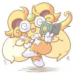 book eyewear feral fur gem glasses nude simple_background solo tongue tongue_out white_background white_body white_fur yellow_body yellow_fur nettsuu mythology puzzle_and_dragons sunlight_carbuncle mythological_carbuncle mythological_creature 1:1 low_res