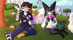 anthro catnip drugs duo female paws stoned substance_intoxication frizzmake epic_games family_guy fortnite nintendo pokemon meow_skulls peter_griffin felid feline generation_9_pokemon mammal meowscarada pokemon_(species) 16:9 absurd_res hi_res huge_filesize widescreen