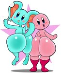 ambiguous_gender anthro ass_to_ass big_butt blue_body blue_ears blue_eyes blue_fur blue_tail blush butt duo floating fur looking_at_viewer looking_back male pattern_background pink_body rear_view simple_background smile star star-shaped_background tail thick_thighs furu_flami kirby_(series) kirby_and_the_forgotten_land nintendo elfilin kirby alien chinchilla chinchillid humanoid mammal rodent waddling_head 2024 digital_media_(artwork)