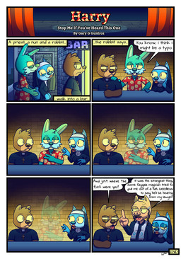 anthro female group male nun priest rabbi text garyguidrozarts father_ted_(garyguidrozarts) harry_(garyguidrozarts) sister_eliza_(garyguidrozarts) bear domestic_cat domestic_pig felid feline felis lagomorph leporid mammal rabbit suid suine sus_(pig) english_text