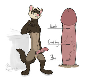 anthro ball_tuft balls big_penis body_writing circumcised erection genitals good_boy graded_penis humanoid_genitalia humanoid_penis looking_at_viewer male narrowed_eyes nude penis penis_grab simple_background smile smirk solo standing text tuft vein white_background writing_on_genitals writing_on_penis nikraccoom domestic_ferret mammal mustelid musteline true_musteline weasel 2021 dated english_text hi_res signature
