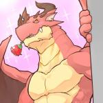 1:1 anthro blush dragon ear_piercing ear_ring fangs flower flower_in_mouth hi_res horn kemono lates looking_at_viewer male mythological_creature mythological_scalie mythology piercing plant ring_piercing rose_(flower) rose_in_mouth scalie solo teeth thorn wings