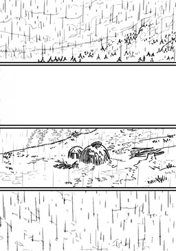 building house not_furry outside plant raining simple_background snow tree water wood zero_pictured husky92 comic hi_res monochrome multiple_scenes