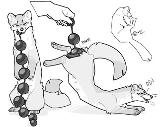 abdominal_bulge anal_bead_pull anal_beads anal_beads_in_vagina animal_genitalia animal_vulva assisted_masturbation bestiality blush breath canine_genitalia canine_vulva disembodied_hand female female_penetrated feral feral_penetrated genitals huge_penetration human_on_feral interspecies looking_at_viewer masturbation multi_nipple nipples onomatopoeia penetration sex sex_toy sex_toy_in_vagina sex_toy_insertion simple_background solo sound_effects stretched_vagina text toying_partner vaginal vaginal_masturbation vaginal_penetration vulva servali_sketch gulonine human mammal marten mustelid musteline pine_marten aliasing digital_media_(artwork) greyscale monochrome