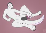 abdominal_bulge anthro bite biting_lip black_spikes blue_markings dildo_in_penis erection featureless_chest genitals green_markings humanoid_hands male markings masturbation penetration penis pink_eyes pink_markings purple_markings sex_toy sex_toy_in_penis sex_toy_in_urethra sex_toy_insertion simple_background solo urethral urethral_masturbation urethral_penetration white_body longblueclaw scalie 2020 digital_media_(artwork) full-length_portrait portrait