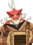 anthro beard biped candy car chocolate clothing dessert eyes_closed facial_hair food gloves handwear kemono red_body simple_background solo sweater topwear tribal tribal_clothing vehicle white_background lhjal2 lifewonders tokyo_afterschool_summoners itzamna_(tas) iguana iguanid lizard reptile scalie 2022 3:4 hi_res