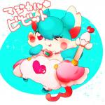 anthro blue_hair blush cane clothing dress female hair heart_symbol jewelry magic magical_girl_wand one_eye_closed panties pink_eyes solo tongue underwear wink sakaeguchi_okarina himitsu_no_cocotama bibit cocotama felid mammal 1:1