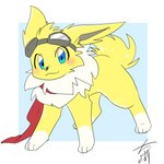 blue_eyes eyewear eyewear_on_head feral fur goggles goggles_on_head looking_at_viewer male scarf solo white_body white_fur yellow_body yellow_fur joeri_kunisaki nintendo pokemon shrike_alvaron eeveelution generation_1_pokemon jolteon pokemon_(species) 1:1 hi_res