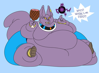 food hairless male obese obese_male overweight overweight_male solo unknown_artist dragon_ball dragon_ball_super beerus domestic_cat felid feline felis hairless_cat mammal sphynx_(cat) source_request