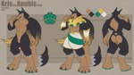 abs anthro back_muscles big_muscles black_body black_claws black_fur black_hair blonde_hair brown_body brown_fur butt claws dipstick_tail featureless_crotch fur green_eyes green_pawpads grey_body grey_fur hair long_hair male markings multicolored_body multicolored_fur multicolored_hair muscular muscular_anthro muscular_arms muscular_legs muscular_male muscular_thighs pawpads solo tail tail_markings corrsk palworld pocketpair kris_(zombiedwolf) anubis_(pal) pal_(species) 16:9 4k absurd_res hi_res model_sheet widescreen