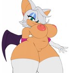 anthro bat_wings big_breasts breasts female green_eyes looking_at_viewer membrane_(anatomy) membranous_wings mostly_nude nipples nude potbelly slightly_chubby solo tan_body tan_skin thick_thighs wide_hipped_female wide_hips wings melonpuff sega sonic_the_hedgehog_(series) rouge_the_bat bat mammal hi_res