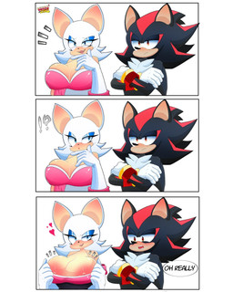 anthro bedroom_eyes big_breasts blush breasts cleavage clothed clothing dialogue duo female flashing looking_at_another male narrowed_eyes nipples seductive coffi_chaos sega sonic_the_hedgehog_(series) rouge_the_bat shadow_the_hedgehog bat eulipotyphlan hedgehog mammal comic hi_res