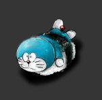 anthro blue_body blue_fur food fur grey_background lying machine male mouth_closed on_front red_nose rice shadow simple_background solo whiskers white_body white_fur mt_tg doraemon doraemon_(character) domestic_cat felid feline felis mammal robot 2017 shaded