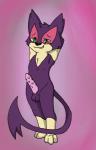 animal_genitalia animal_penis anthro feline_genitalia feline_penis genitals green_eyes looking_at_viewer male nude penile_spines penis smile smirk solo oscar_the_purrloin nintendo pokemon oscar_(purrloin) generation_5_pokemon pokemon_(species) purrloin 2014 hi_res