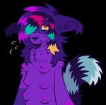 6_breasts alternative_fashion anthro breasts female fur multi_breast purple_body purple_fur scene_(fashion) scene_haircut solo sparklefur freakfluff canid canine mammal hi_res