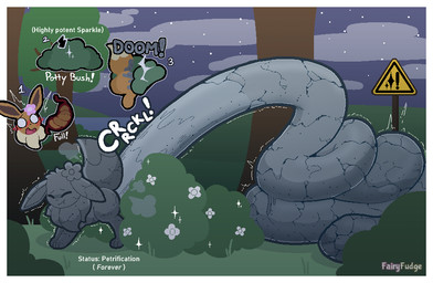 ambiguous_gender blush blush_lines border brown_body brown_fur caution_sign cracked cursed_object desperation excessive_feces eyes_closed fart feces feces_pile feral flower flower_on_head forest full_stomach fur hyper hyper_feces inanimate_transformation neck_tuft night outside permanent_transformation petrification plant pooping quadruped scatplay sculpture shrub sky solo sound_effects sparkles star starry_sky statue straining text transformation tree tuft vowelless vowelless_sound_effect white_border wide_eyed fairyfudge nintendo pokemon eevee generation_1_pokemon pokemon_(species) artist_name digital_media_(artwork) hi_res sequence female_(lore)