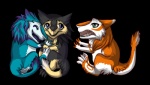 ambiguous_gender blue_body blue_fur chibi feral fur group simple_background tail transparent_background silvergrin kymimary rayza mammal sergal alpha_channel