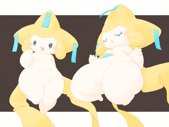 belly_eye biped blush blush_lines breasts eyelashes eyes_closed facial_markings featureless_breasts featureless_crotch featureless_feet feet female fingers front_view head_markings low-angle_view markings not_furry nude nude_female open_mouth open_smile shortstack shortstack_female simple_background slightly_chubby slightly_chubby_female slightly_chubby_humanoid small_breasts smile solo thick_thighs white_body wide_hips white_slime_(artist) nintendo pokemon generation_3_pokemon humanoid jirachi legendary_pokemon pokemon_(species) 2026 4:3 digital_drawing_(artwork) digital_media_(artwork) hi_res