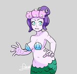 blue_eyes bra breasts clothing eyelashes female green_body green_scales grey_background hair medium_breasts pale_body pale_skin pseudo_hair purple_hair scales seashell seashell_bra shell simple_background solo split_form tentacle_hair tentacles underwear 4inkuniverse cuphead_(game) cala_maria animal_humanoid cephalopod coleoid humanoid marine marine_humanoid merfolk mollusk octopodiform hi_res