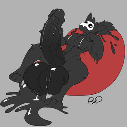 3_toes anthro balls big_balls big_penis biped black_body black_fur erection feet fur genitals huge_balls huge_penis humanoid_genitalia humanoid_penis hyper hyper_balls hyper_genitalia hyper_penis looking_at_viewer male mask melting muscular muscular_male nipples nude pecs penis simple_background solo toes vein veiny_penis wearing_mask rxq changed_(video_game) puro_(changed) canid canine canis goo_creature mammal wolf 2023 absurd_res digital_media_(artwork) hi_res