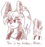 anthro duo female hair long_hair simple_background zelen dust:_an_elysian_tail jojo's_bizarre_adventure haley_(elysian_tail) jean_pierre_polnareff matti_(elysian_tail) lagomorph leporid mammal rabbit meme