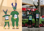 anthro clothing duo fur green_body green_fur holidays male male/male real size_difference solo speedo swimwear text underwear yellow_clothing heckfrog christmas deer mammal new_world_deer reindeer english_text hi_res multiple_images photography_(artwork)