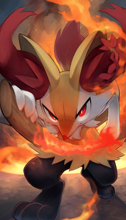 action_pose ambiguous_anthro ambiguous_gender angry anthro big_ears braided_fur cheek_tuft detailed_background digitigrade dipstick_tail elemental_manipulation embers facial_tuft fire fire_manipulation front_view fur glare holding_object holding_stick inner_ear_fluff leaning leaning_forward looking_at_viewer markings motion_blur neck_tuft nude orange_nose particles pose raised_tail red_eyes smoke solo standing stick tail tail_markings tuft unsheathing_weapon white_body white_fur yellow_body yellow_fur nullma nintendo pokemon braixen canid canine generation_6_pokemon mammal pokemon_(species) 2024 absurd_res hi_res