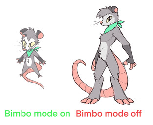 anthro cheek_tuft chest_tuft chibi facial_tuft fur grey_body grey_fur half-closed_eyes humor kerchief male multicolored_body multicolored_fur narrowed_eyes neckerchief neckwear pink_body pink_skin simple_background solo text tuft two_tone_body two_tone_fur white_background yellow_sclera xing1 roy_(xing1) american_opossum mammal marsupial virginia_opossum absurd_res english_text hi_res