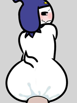 anal anal_penetration anthro big_butt blush butt genitals looking_at_viewer male male/male male_penetrated male_penetrating male_penetrating_male penetration penis sex simple_background smile solo tail white_body jun_zi_(artist) atlus megami_tensei sega jack_frost_(megami_tensei) 2d_animation 3:4 animated