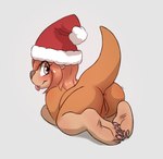 5_toes all_fours anthro anus blep blush bodily_fluids brown_nose christmas_clothing christmas_headwear clothing feet female fur genital_fluids genitals hair hat hat_only headgear headgear_only headwear headwear_only holidays mostly_nude pawpads pink_pawpads pink_tongue pussy santa_hat solo tail tan_body tan_eyes tan_fur tan_hair toes tongue tongue_out vaginal_fluids young slowderpyguy christmas mammal mustelid otter hi_res