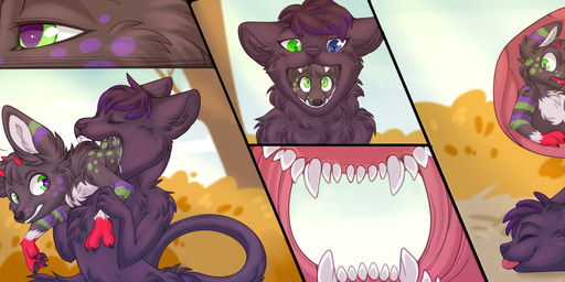 almost_fully_inside ambiguous_gender ambiguous_pred blue_eyes detailed_background duo feral fully_inside fur green_eyes hair heterochromia horn interrobang male markings mouth_shot open_mouth oral_vore partially_inside purple_body purple_fur purple_hair red_body red_fur red_paws spots spotted_body spotted_fur tail vore shero-chan nintendo pokemon mercury_(phey) snooze_(snooze) canid canine fennec_fox fox generation_1_pokemon legendary_pokemon mammal mew_(pokemon) pokemon_(species) true_fox absurd_res hi_res