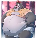 anthro belly big_belly bulge clothing detailed_bulge hat headgear headwear humanoid_hands male morbidly_obese navel obese obese_male outside overweight overweight_male plant solo tree underwear stompsyeen disney talespin the_jungle_book baloo bear mammal sloth_bear ursine 2022 hi_res