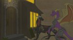 armor black_body black_scales board dialogue door duo feet female feral flying horn jewelry lamp male multi_horn necklace purple_body purple_scales scales sign tail text window wings apollyondragon activision mythology spyro_the_dragon cynder spyro dragon mythological_creature mythological_scalie scalie 2023 comic digital_drawing_(artwork) digital_media_(artwork) english_text hi_res signature