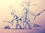 anthro dialogue female group male text compmq_(artist) disney zootopia judy_hopps nick_wilde canid canine fox lagomorph leporid mammal rabbit red_fox true_fox 2016 4:3 english_text hi_res