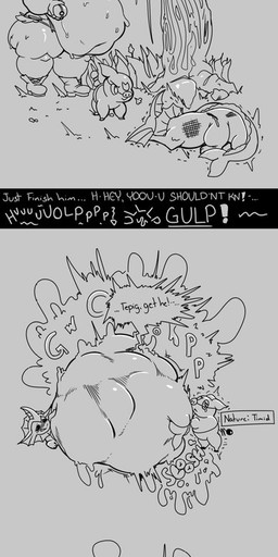 belly big_belly burping butt death digestion female female_prey feral grey_background group huge_belly human_prey hyper hyper_belly overweight pokemon_speak simple_background speech_bubble text thick_thighs trio vore weight_gain fourofour nintendo pokemon hilda_(pokemon) canid eeveelution generation_1_pokemon generation_5_pokemon human mammal pokemon_(species) suine tepig vaporeon 2022 english_text hi_res long_image tall_image