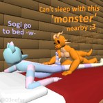 anthro balls bed blue_body blue_fur breasts dialogue dominant dominant_female duo female fur furniture genitals horn humanoid_genitalia humanoid_penis humor licking long_tongue male male/female one_eye_closed oral orange_body penile penis penis_lick pink_body pink_fur pixelated sex tail tongue wink d3nofur blender_eevee microsoft minecraft mojang xbox_game_studios sogi_(d3nofur) sparky_(d3nofur) canid canine fox kobold mammal scalie 3d_(artwork) blender_(artwork) digital_media_(artwork)