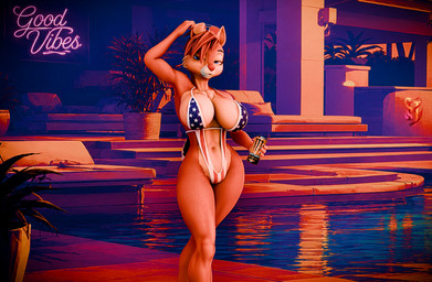 american_flag anthro beverage big_breasts blue_eyes breasts brown_body brown_hair can clothing container crossgender curvy_figure dusk energy_drink evening eyewear fangs female glasses glistening glistening_body hair holding_can holding_container holding_eyewear holding_glasses holding_object hourglass_figure looking_at_viewer mtf_crossgender navel neon one-piece_swimsuit orange_eyewear orange_glasses outside red_nose scut_tail short_hair short_tail smile smiling_at_viewer solo standing swimming_pool swimwear tail teeth united_states_of_america ventral_groove water wide_hips impaer_jaster mayosplash_(modeler) disney grand_theft_auto grand_theft_auto_vi gta_vi_cover_girl monster_energy rockstar_games dale_(disney) chipmunk ground_squirrel mammal rodent sciurid 2026 3d_(artwork) digital_media_(artwork) hi_res watermark