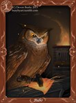 ambiguous_gender anvil blacksmith brown_body brown_feathers feathers feral fire hammer orange_eyes picture_frame solo tools bubsyart guardians_of_ga'hoole bubo_(gogh) avian bird great_horned_owl horned_owl owl true_owl 2013 hi_res