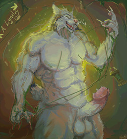 anthro balls claws fur genitals grey_body grey_fur humanoid_genitalia looking_at_viewer male muscular nipples pawpads penile_spines penis pink_nose simple_background smile solo tail teeth tongue tuft whiskers artjackal disney zootopia pawbert_lynxley canada_lynx felid feline lynx mammal hi_res