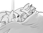 2024 anthro beastofeuthanasia bed bedding black_claws black_nose blanket clawed_fingers claws closed_smile digital_drawing_(artwork) digital_media_(artwork) duo eulipotyphlan eyebrows face_on_pillow fur furniture grey_body grey_eyebrows grey_fur greyscale half-closed_eyes head_on_pillow hedgehog inside looking_at_another looking_at_partner male male/male male_anthro mammal monochrome mouth_closed multicolored_body multicolored_fur narrowed_eyes on_bed sega shadow_the_hedgehog sleeping smile smiling_at_another smiling_at_partner sonic_the_hedgehog sonic_the_hedgehog_(series) two_tone_body two_tone_fur wall_(structure) white_wall