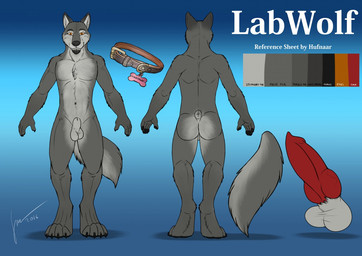 animal_genitalia animal_penis anthro balls black_nose butt canine_genitalia canine_penis collar color_swatch erection front_view fully_sheathed fur genitals grey_body grey_fur grey_tail looking_at_viewer male male_anthro mouth_closed navel nude orange_eyes penis rear_view red_penis sheath slim_anthro slim_male solo standing tail white_balls white_body white_fur white_sheath white_tail hufnaar labwolf canid canine canis mammal wolf 2016 dated model_sheet signature