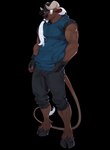 anthro hair hooves male solo tail white_hair workout_clothing illboxart slayne_(occoltist) absurd_res alpha_channel hi_res