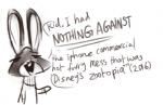 ambiguous_gender anthro buckteeth clothed clothing dialogue digital_media_(artwork) english_text fur grey_body grey_fur lagomorph leporid mammal nicolaswildes_(artist) open_mouth rabbit simple_background smug solo teeth text what white_background