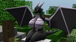 anthro arms_together big_breasts black_body black_skin black_tail breasts featureless_breasts female horn huge_breasts looking_aside nude on_rock plant purple_body purple_eyes purple_skin rock sitting sitting_on_rock solo tail tree wings baek-myo microsoft minecraft mojang mythology xbox_game_studios jean_(minecraft) dragon ender_dragon mythological_creature mythological_scalie scalie 16:9 2023 3d_(artwork) digital_media_(artwork) hi_res source_filmmaker_(artwork) widescreen