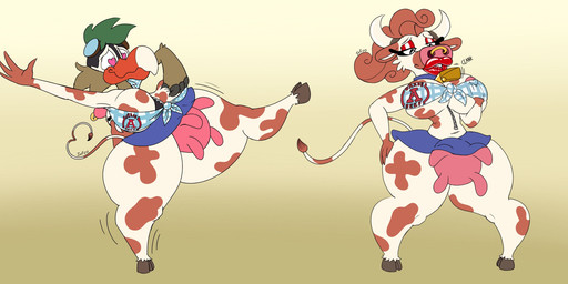 after_transformation animal_print anthro before_and_after big_breasts big_butt biped bovine_teats bovine_udders breast_grab breasts butt clothing cow_print female female_anthro fur grope hand_on_breast heart_eyes heart_symbol heart_tail horn lips lipstick makeup pattern_clothing pattern_topwear penetration plaid plaid_clothing plaid_topwear putting_on_clothes raised_tail red_lipstick ridiculous_fit self_grope skinsuit smile suiting tail teats thick_lips thick_thighs tight_clothing topwear transformation transformation_sequence udders white_body white_fur infinityartistix duino_duck anatid anseriform avian bird bovid bovine cattle duck mammal absurd_res hi_res