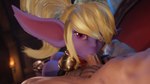 blonde_hair bodily_fluids duo fellatio female genitals hair human_on_humanoid humanoid_pointy_ears interspecies looking_at_viewer male male/female not_furry oral penile penis pointy_ears purple_body purple_eyes saliva saliva_on_penis sex rougenine league_of_legends riot_games tencent poppy_(lol) human humanoid mammal yordle 2025 3d_(artwork) digital_media_(artwork) hi_res