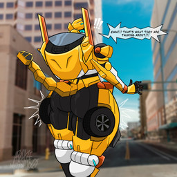 big_butt black_body blue_body blue_eyes blurred_background building butt city disgust eyelashes female machine mecha multicolored_body orange_body photo_background rear_view segmented_tail shocked sky small_waist solo speech_bubble street tail text thick_thighs traffic_light visor_eyes white_body yellow_body ablazemosquit0 metal_cardbot tachy_(metal_cardbot) cheetah felid feline humanoid mammal robot robot_humanoid 1:1 2026 digital_drawing_(artwork) digital_media_(artwork) english_text hi_res mixed_media photography_(artwork)